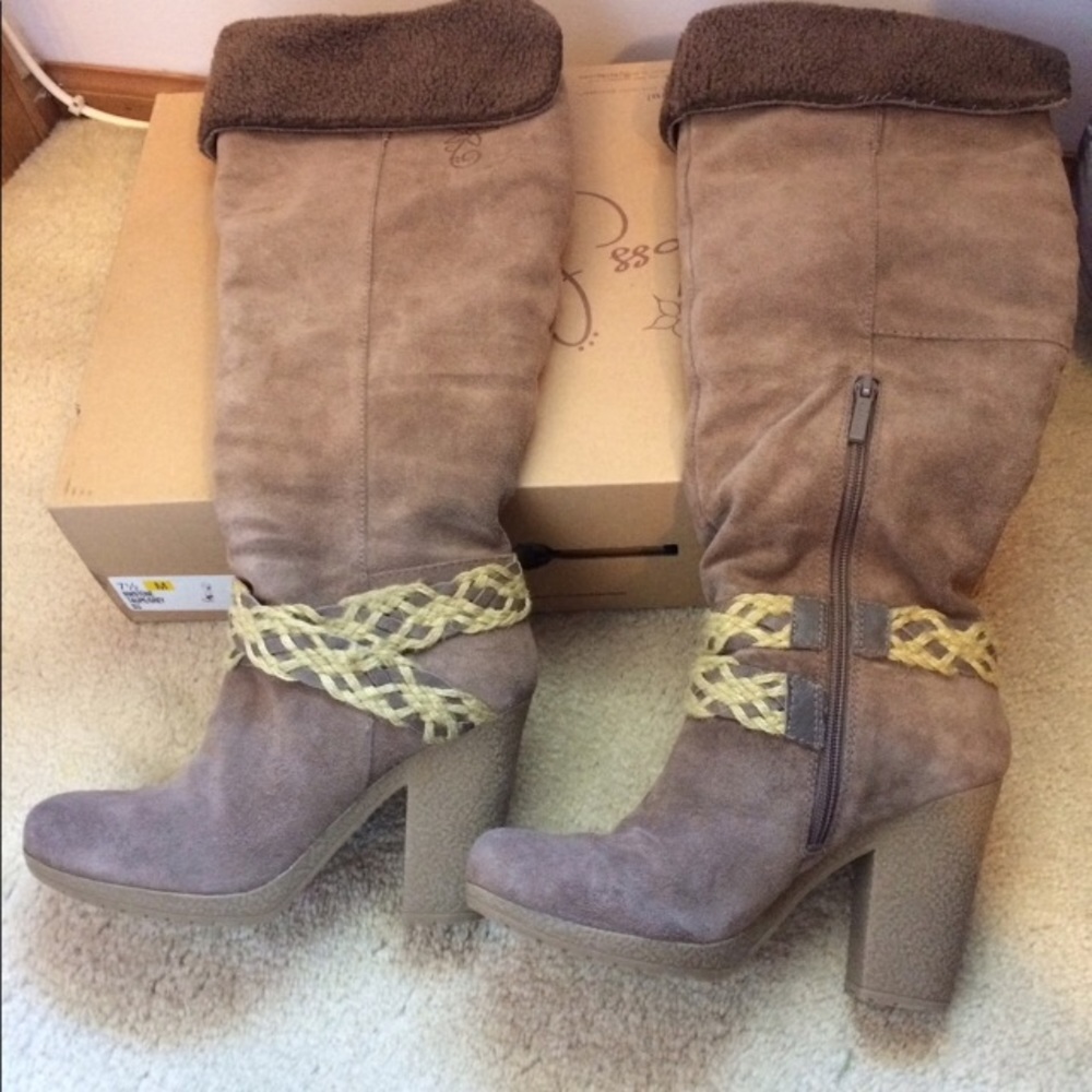 Joss Stone Nine West OTK fold down lined suede boots 7.5
